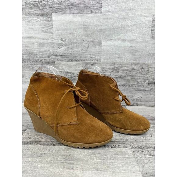Merona Womens Tan Suede Wedge Ankle Boots Size 9.5M - Picture 1 of 8
